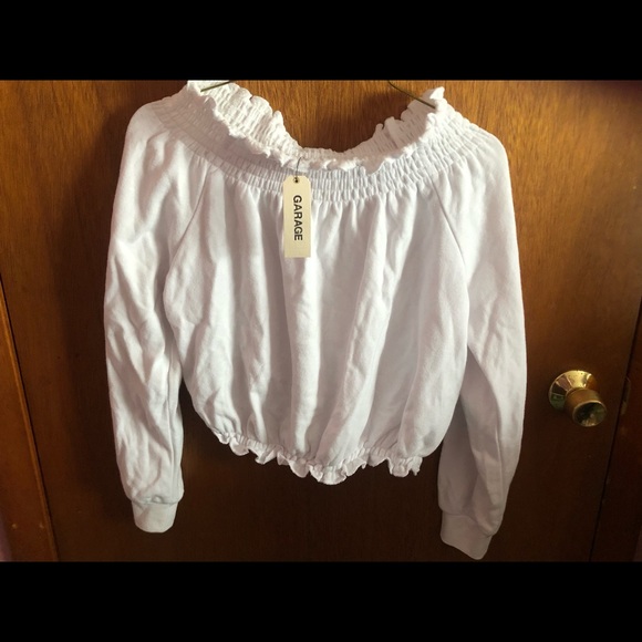 Garage Off Shoulder Smocked Crop Top - Picture 2 of 3